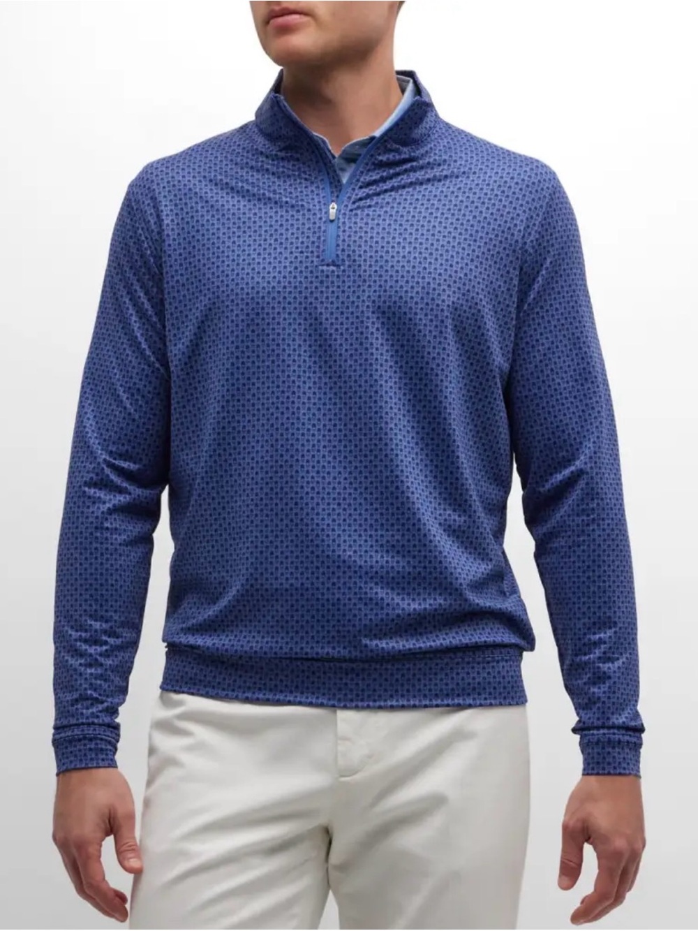 Peter Millar Men's Perth Performance Quarter-Zip Pina Skullada Blue XL